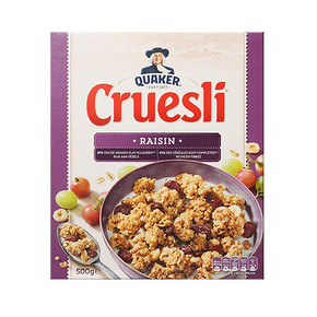 进口桂格 荷兰 Cruesli葡萄干榛子即食燕麦片500g 花样谷物粒 *2件 74.85元（合37