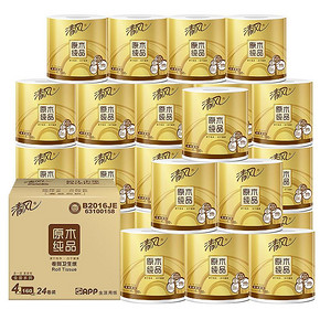 ￥35.08 16日10点、88VIP： 清风 原木金装 卷纸 4层160g*27卷 *5件
