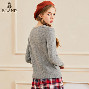 ELAND秋季原宿复古风刺绣单排扣针织开衫女EECK88T01I 242.38元