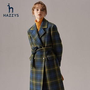 Hazzys 哈吉斯 ABSSH09DH23 毛呢大衣女中长款 5032.8元