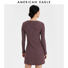 AEO American Eagle 19秋季新款女士长袖条纹V领连衣裙0395_4217 *2件 376.7元（合188.35