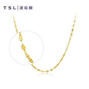 TSL谢瑞麟G+系列黄金项链女足金嘴唇链锁骨链颈饰细款素链XI515 *4件 3850元（