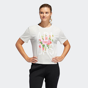 阿迪达斯官网 adidas 女装训练套头圆领短袖T恤 DV0536 DZ2812 99元