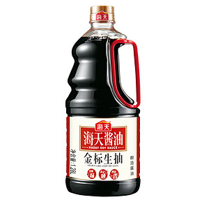 海天金标生抽 1280ml 非转基因黄豆酿造酱油 蘸料炒菜凉拌调料 *12件 186.4元（