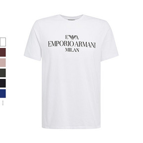 EMPORIO ARMANI/阿玛尼 白色100%棉字母印花男士短袖T恤 330元
