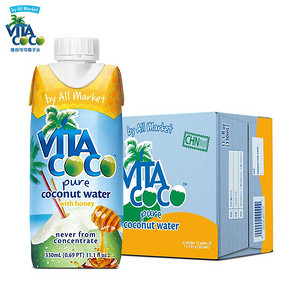 Vita Coco唯他可可椰子水饮料进口nfc青椰果汁330ml*12瓶 蜂蜜味 *2件 177元（合88.