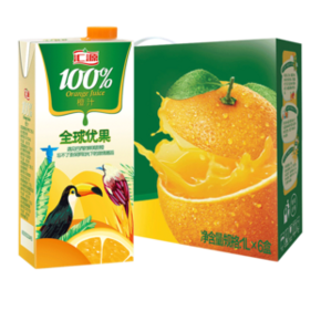 移动端：汇源 100%纯果汁橙汁 1L*6盒 44.8元包邮 ￥45