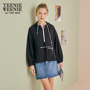 TEENIEWEENIE小熊2019春季新款女装韩版宽松连帽抽绳短款休闲外套 低至259.53元