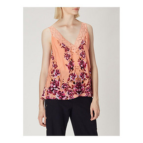free people 橘粉色蕾丝印花女士吊带上衣 79.2元
