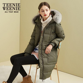 TeenieWeenie小熊羽绒服女中长款女毛领连帽韩版收腰保暖韩版外套 896元