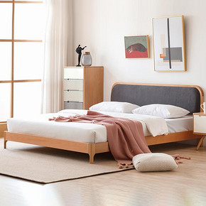 25日0点:原始原素 C3018 软包实木床 1.5m（软包可拆） 1409元包邮