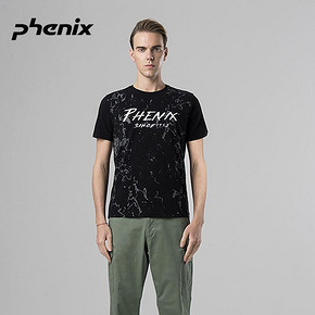 phenix菲尼克斯logo时尚印花弹力舒适男士圆领短袖T恤 PC912TS04 399元