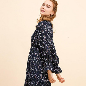 ￥59.5 历史好价：拉夏贝尔 30083099-11 雪纺碎花连衣裙