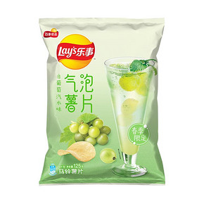 乐事气泡薯片白葡萄汽水味 125g膨化食品休闲零食小吃下午茶女生 *3件 33.36