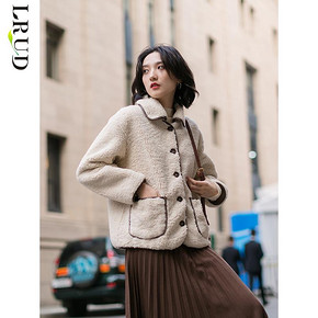 LRUD短外套复古港味2019秋冬新款羊羔毛外套女韩版宽松长袖上衣潮 *2件 111.92