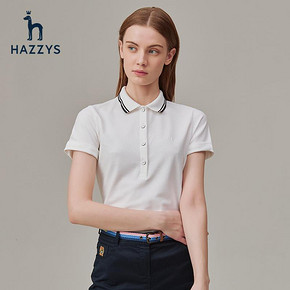 ￥693包邮 Hazzys 哈吉斯 ASTSE00BX03 短袖POLO衫休闲T恤女