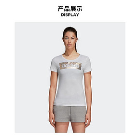 adidas 女士 烫金印花 运动T恤 62元24日0点抢 限前5000件