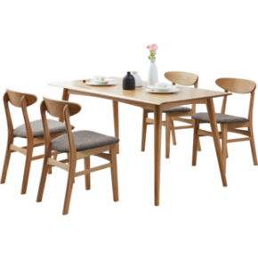 25日0点：维莎 wy003 原木色餐桌椅组合 一桌四椅 1.2m 1493元包邮 ￥1493