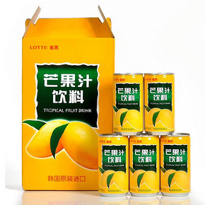 韩国进口饮料饮品 乐天芒果汁一整箱180mlx6罐 17.9元