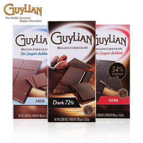 GuyLian吉利莲比利时进口72%可可含量黑巧克力排块 纯可可脂零食 *2件 29元（