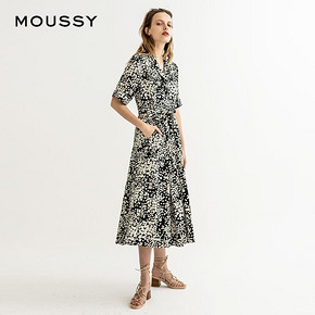MOUSSY 翻领碎花腰带款短袖衬衫连衣裙010CSE30-1600 *3件 1010.25元（合336.75元/件