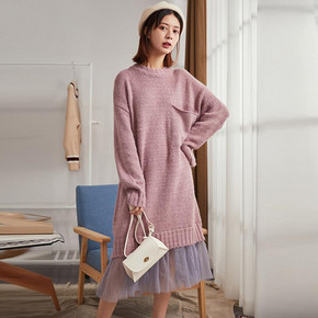 唐狮（Tonlion） 624420104421 女士毛衣裙假两件 80元