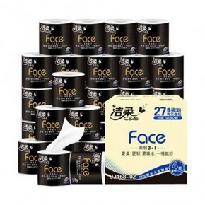 天猫 10点开始：洁柔 黑Face 卷纸 4层140g*27卷 *3件 115.77元包邮（前5分钟，合38