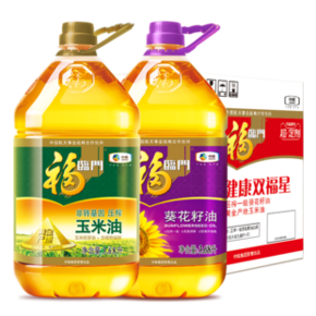 10点开始：福临门 黄金产地玉米油+葵花籽油 3.68L*2桶 75.91元包邮（双重优惠