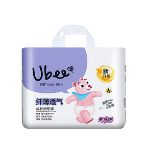 幼蓓Ubee婴儿拉拉裤纤薄超薄透气XL38片男宝宝干爽成长纸尿裤 70.95元