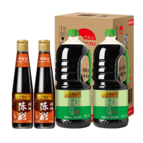 88VIP：LEE KUM KEE 李锦记 （薄盐生抽 1750ml*2瓶+陈醋 410ml*2） *2件 61.56元（双重