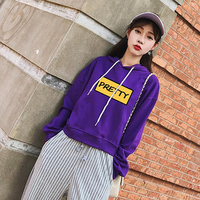 2019新款短款卫衣女加绒加厚春秋薄款连帽露脐套头韩版宽松潮ins 38元