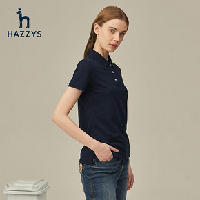 Hazzys哈吉斯2020新款休闲春装短袖T恤女翻领修身女士polo衫女装 498.4元