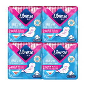 Libresse 薇尔 舒适V感系列 超薄防漏棉柔卫生巾 240mm*10片*8包 赠维达抽纸24包 1