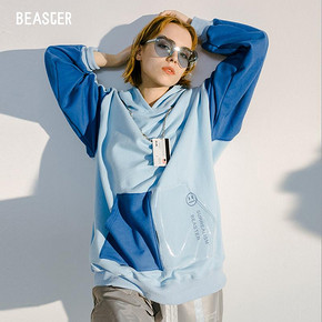 BEASTER 春秋款情侣装潮牌嘻哈PVC口袋卫衣外套男套头帽衫国潮cec 253.3元