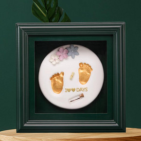 婴儿手模脚模3D模型克隆粉相框宝宝满月百天手足印泥手膜纪念永久 98元