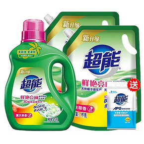 超能洗衣液750g*1瓶+1kg*2袋装促销组合装香味持久护理整箱批家用 29.9元