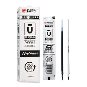 晨光速干笔芯中性笔芯替芯0.5/0.38水笔芯优品学生考试用子弹头批发包邮12支