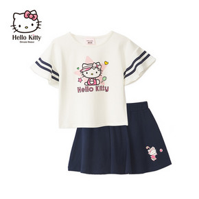 61预告：Hello Kitty 凯蒂猫 儿童T恤半身裙运动套装 29元包邮（前5分钟）