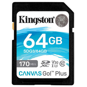 1日0点、61预告： Kingston 金士顿 CANVAS GO PLUS SDXC UHS-I U3 SD存储卡 64GB 89.9元包