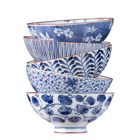 美浓烧 陶瓷碗 古染蓝绘礼盒 11.5cm 5件套 62.89元