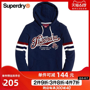 6日0点： Superdry 极度干燥 SG20119TTM 女士连帽叠穿毛圈卫衣 205元包邮
