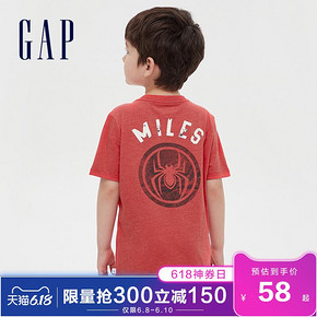 Gap男童舒适圆领短袖T恤夏季540436 2020新款漫威系列洋气上衣 49.5元