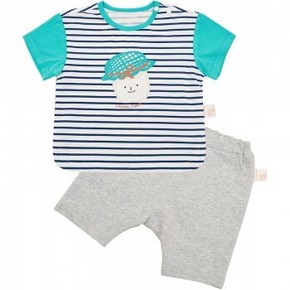 天猫 11日0点：Cotton Town 棉花堂 宝宝条纹T恤短裤套装 39.5元包邮