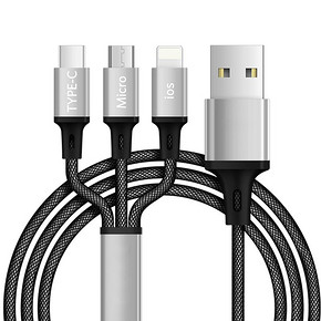 数据线三合一充电线器一拖三快充手机闪充苹果安卓三头type-c多功能快冲多