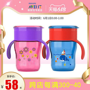 飞利浦新安怡儿童宝宝水杯便携家用防漏防呛防摔大容量带盖啜饮杯 42.2元