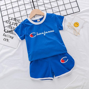 萧乾100%纯棉男女装新品夏季套装纯棉韩版帅气体恤两件套 24.9元