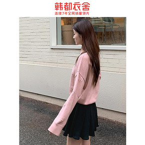 HSTYLE 韩都衣舍 女士宽松翻领毛衣针织衫JM9884蒖 49.8元