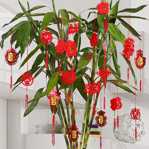 小灯笼挂饰盆景元旦春节新年节日场景布置小红灯笼室内装饰品挂件 2.5元