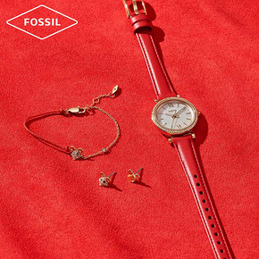 Fossil新品生肖定制礼盒红色爱心指针镶钻石英手表女ES4830Belt *2件 606.4元（合