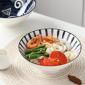 日式陶瓷斗笠碗家用大号面碗面条碗个性创意拉面碗陶瓷喇叭碗汤碗 *3件 41.